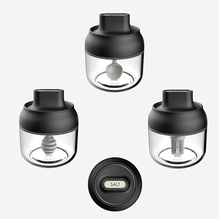 3 in 1 280ml Glass Seasoning Jar With Label & Moisture-Proof Lid & Spoon