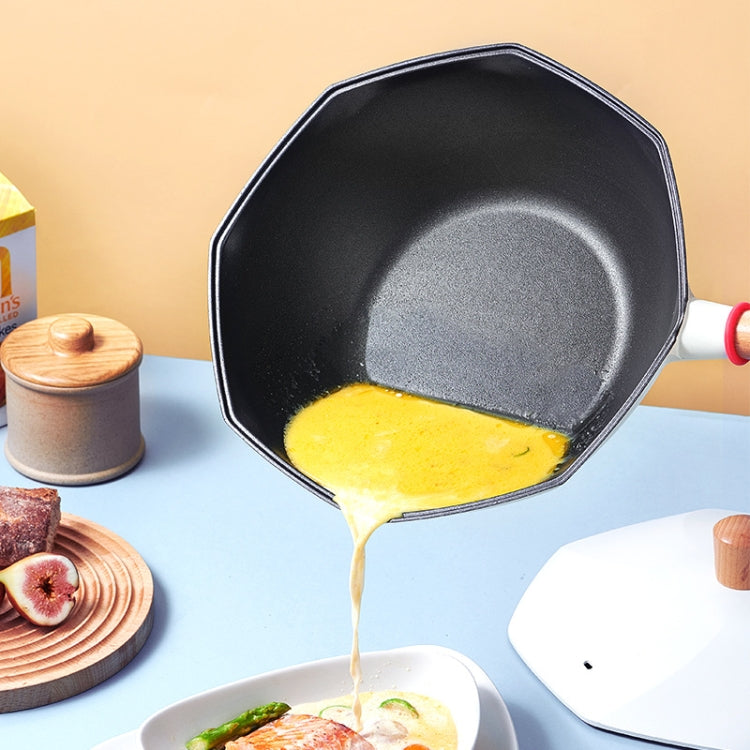 Flat-Bottomed Non-Stick Pan Household Non-Oily Fume Wok For Gas Stove & Induction Cooker, Specification:Aluminum Lid