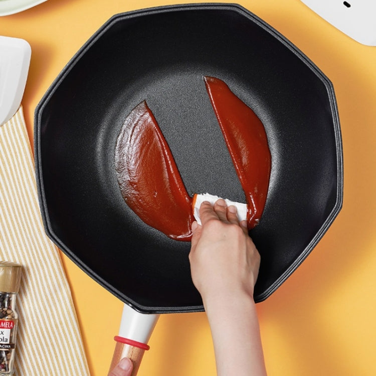 Flat-Bottomed Non-Stick Pan Household Non-Oily Fume Wok For Gas Stove & Induction Cooker, Specification:Aluminum Lid