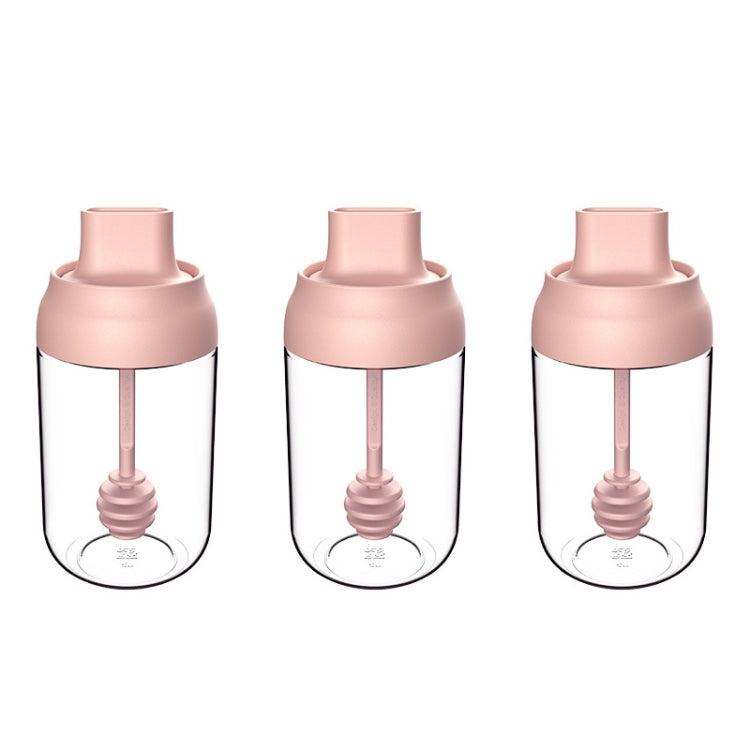 3 PCS Macaron Ribbon Moisture-Proof Lid Spoon One Seasoning Jar Glass Seasoning Bottle with Label, Style:Honey Bottle