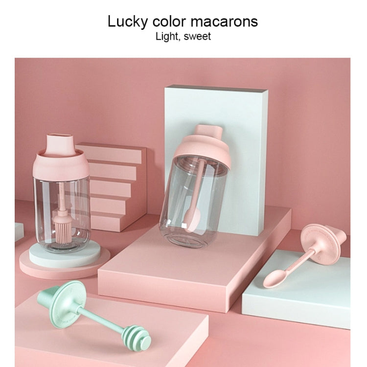 3 PCS Macaron Ribbon Moisture-Proof Lid Spoon One Seasoning Jar Glass Seasoning Bottle with Label, Style:Honey Bottle
