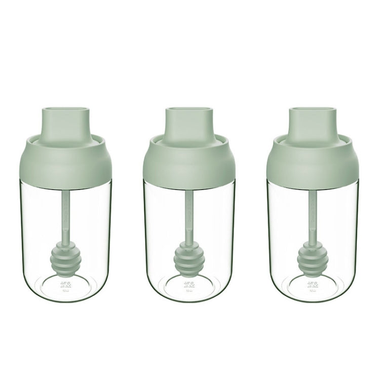 3 PCS Macaron Ribbon Moisture-Proof Lid Spoon One Seasoning Jar Glass Seasoning Bottle with Label, Style:Honey Bottle