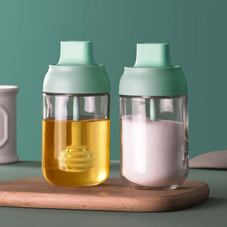 3 PCS Macaron Ribbon Moisture-Proof Lid Spoon One Seasoning Jar Glass Seasoning Bottle with Label, Style:Honey Bottle
