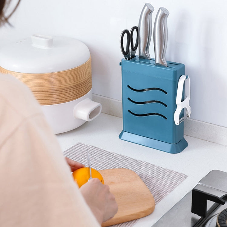 2 PCS  Kitchen Multifunctional Three-Hole Invisible Knife Holder Hollow Drain Kitchenware Storage Rack