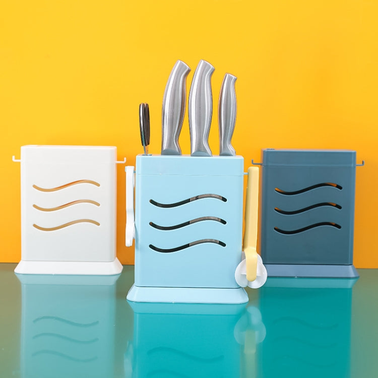 2 PCS  Kitchen Multifunctional Three-Hole Invisible Knife Holder Hollow Drain Kitchenware Storage Rack