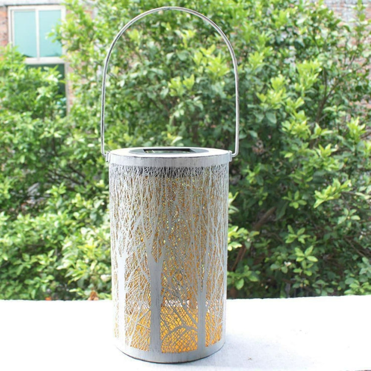 Outdoor Solar Wrought Iron Projection Lamp Hollow Wall Hanging Portable Garden Decorative Lamp, Style:Trunk