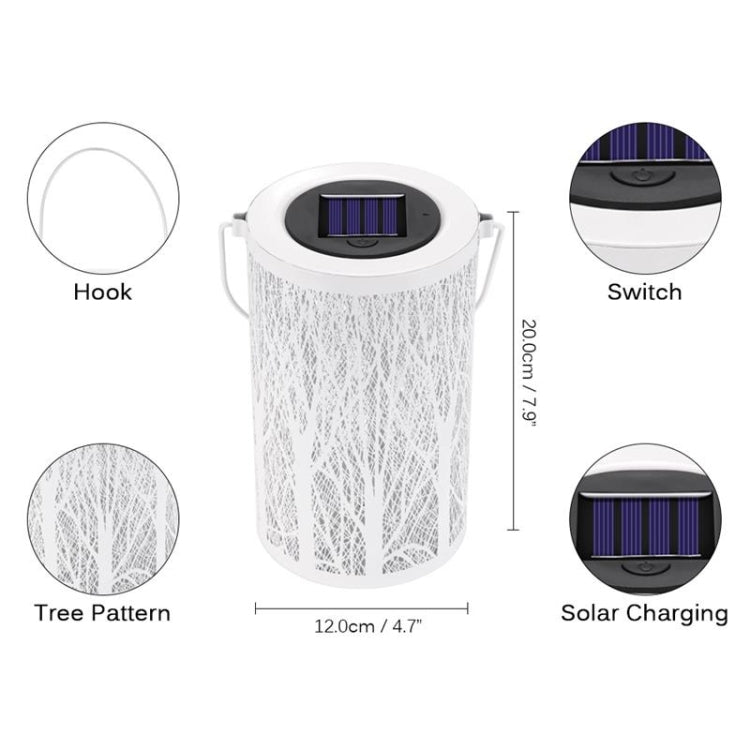 Outdoor Solar Wrought Iron Projection Lamp Hollow Wall Hanging Portable Garden Decorative Lamp, Style:Trunk