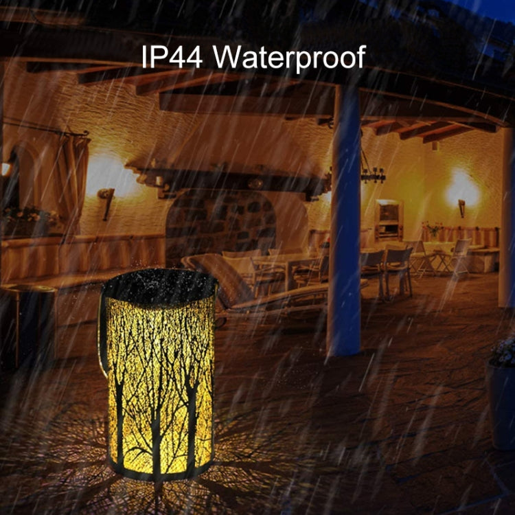 Outdoor Solar Wrought Iron Projection Lamp Hollow Wall Hanging Portable Garden Decorative Lamp, Style:Trunk