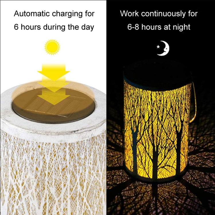 Outdoor Solar Wrought Iron Projection Lamp Hollow Wall Hanging Portable Garden Decorative Lamp, Style:Trunk