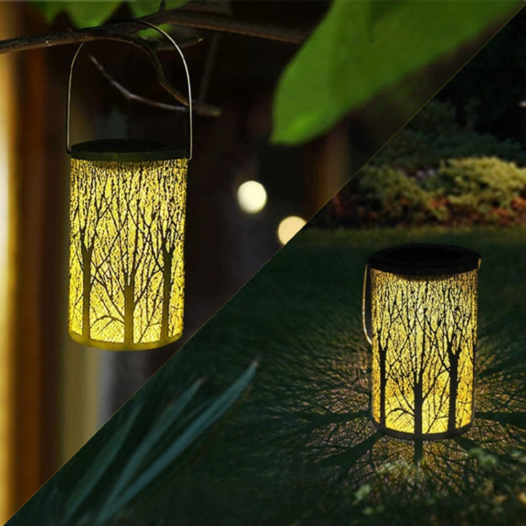 Outdoor Solar Wrought Iron Projection Lamp Hollow Wall Hanging Portable Garden Decorative Lamp, Style:Trunk