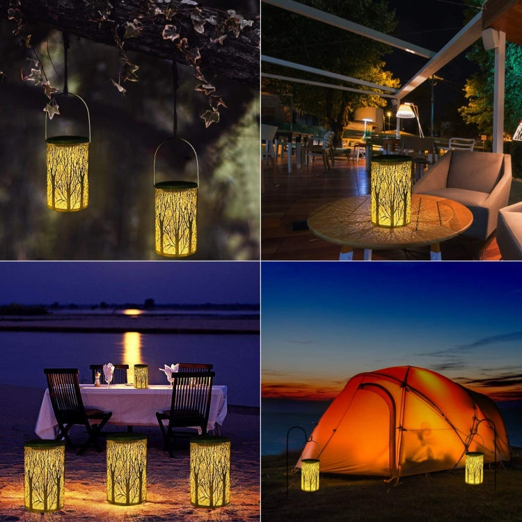 Outdoor Solar Wrought Iron Projection Lamp Hollow Wall Hanging Portable Garden Decorative Lamp, Style:Trunk