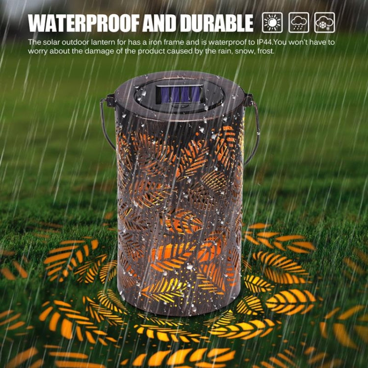 Outdoor Solar Wrought Iron Projection Lamp Hollow Wall Hanging Portable Garden Decorative Lamp, Style:Leaves