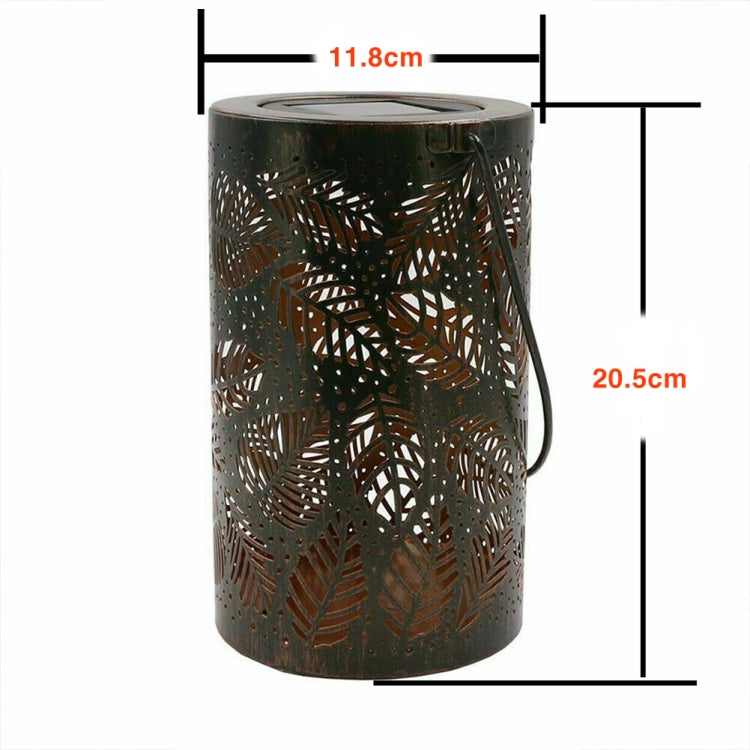 Outdoor Solar Wrought Iron Projection Lamp Hollow Wall Hanging Portable Garden Decorative Lamp, Style:Leaves