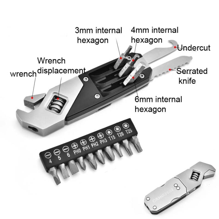 Stainless Steel Adjustable Wrench Foldable Allen Wrench Multi-Function Wrench With Screwdriver