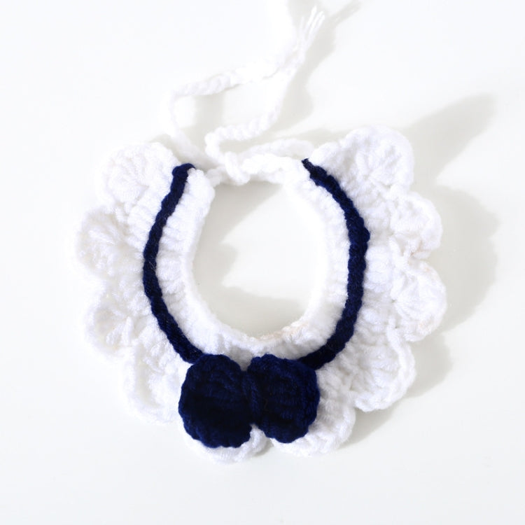 3 PCS Handmade Woolen Knitting Adjustable Flower Bow Knot Cat Dog Bib Accessories Collar, Size:M 25-35cm