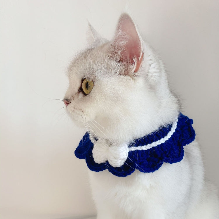 3 PCS Handmade Woolen Knitting Adjustable Flower Bow Knot Cat Dog Bib Accessories Collar, Size:M 25-35cm