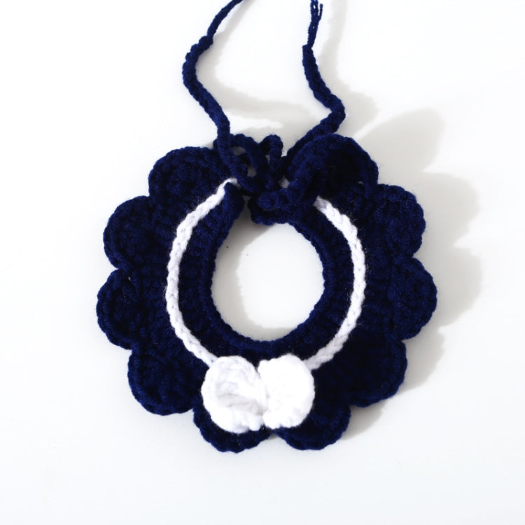 3 PCS Handmade Woolen Knitting Adjustable Flower Bow Knot Cat Dog Bib Accessories Collar, Size:M 25-35cm