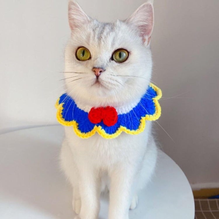 3 PCS Handmade Woolen Knitting Adjustable Flower Bow Knot Cat Dog Bib Accessories Collar, Size:M 25-35cm