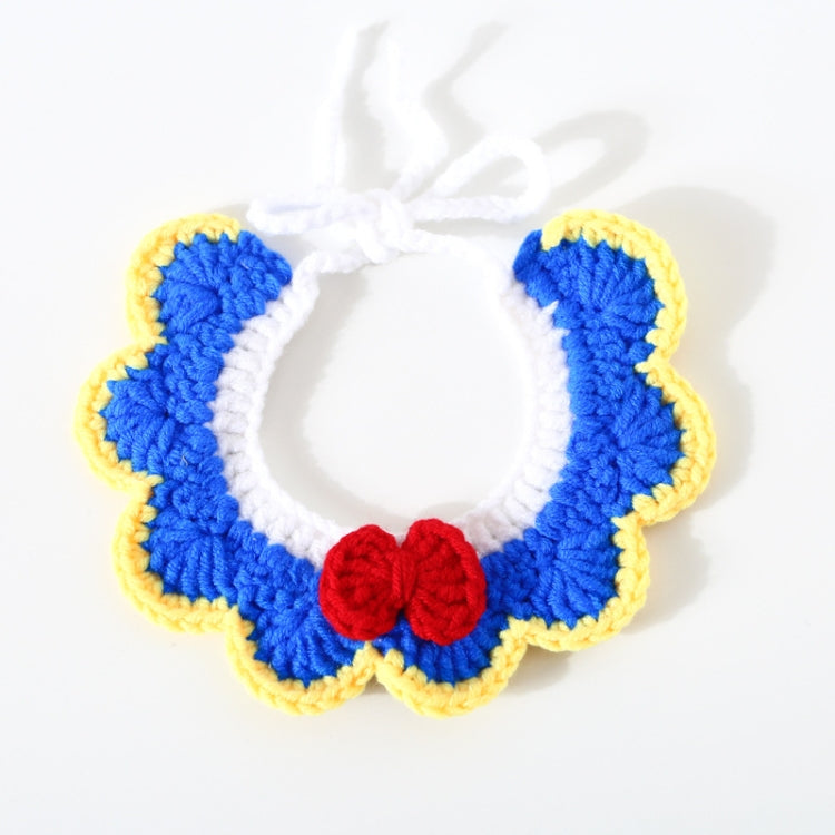 3 PCS Handmade Woolen Knitting Adjustable Flower Bow Knot Cat Dog Bib Accessories Collar, Size:M 25-35cm