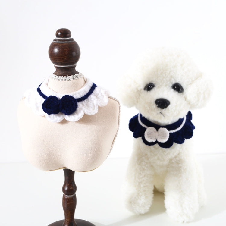 3 PCS Handmade Woolen Knitting Adjustable Flower Bow Knot Cat Dog Bib Accessories Collar, Size:M 25-35cm