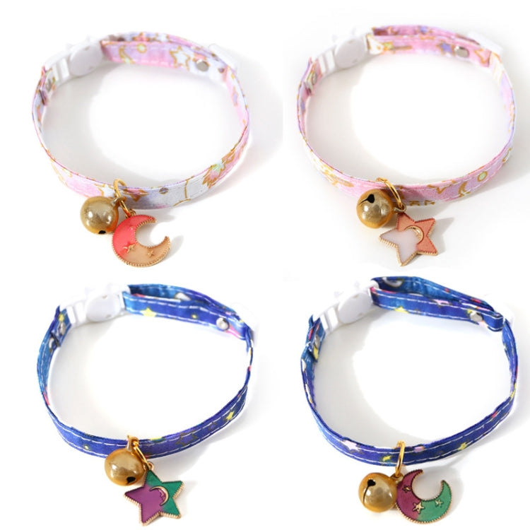 4 PCS Adjustable Cat Dog Rabbit Safety Buckle Collar Pet Accessories, Size:S 17-32cm, Style:Moon