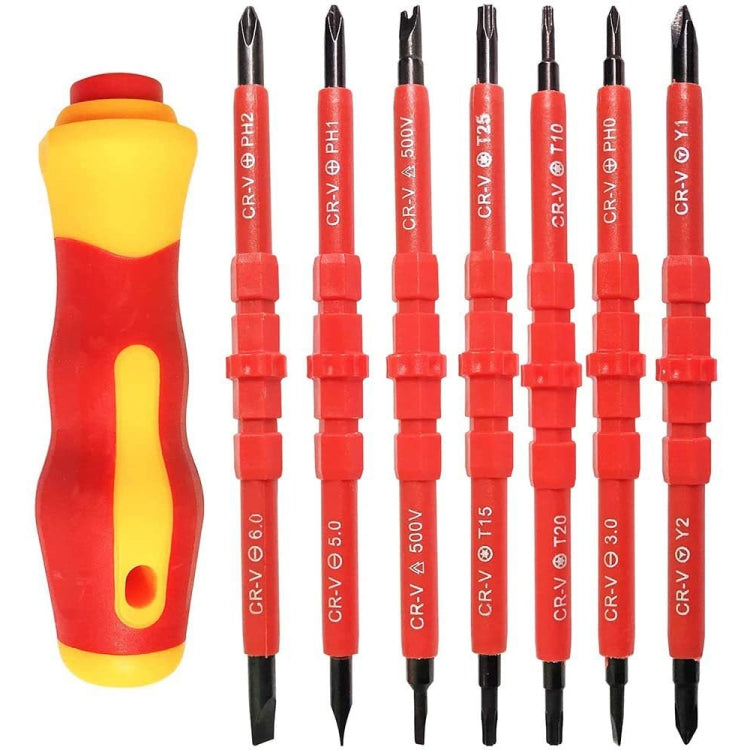 7 in 1 Bit Insulation Multipurpose Repair Tool Screwdriver Set(Red)