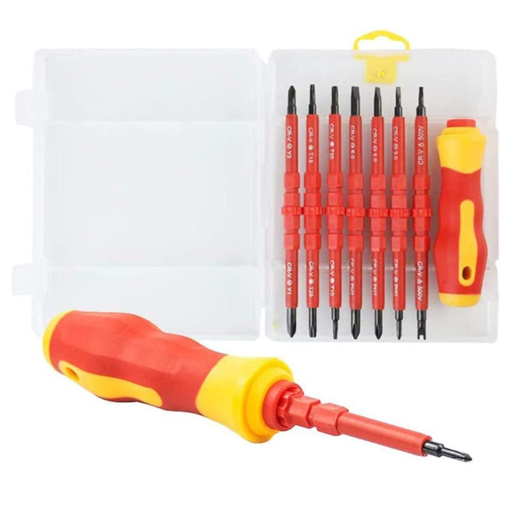 7 in 1 Bit Insulation Multipurpose Repair Tool Screwdriver Set(Red)