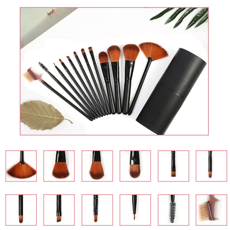 12Pcs/Sets Makeup Brushes Tool Eye Shadow Foundation Eyebrow Lip Brush cosmetics Leather Cup Holder Case Kit