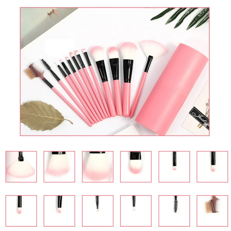 12Pcs/Sets Makeup Brushes Tool Eye Shadow Foundation Eyebrow Lip Brush cosmetics Leather Cup Holder Case Kit