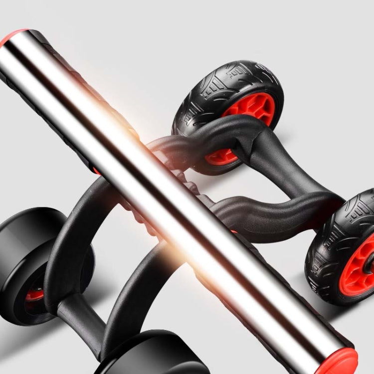 HT01 Automatic Rebound Four-Wheel Silent Abdominal Wheel Exercise Fitness Equipment, Specification:with Kneeling Pad + Brake Pads