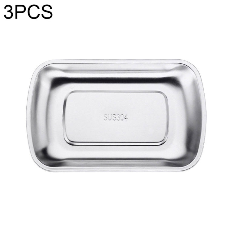 3 PCS Stainless Steel Tray Fruit Snack Storage Tray Hotel Tableware Towel Dish Snack Dish Household Dish, Size:Large(Steel)