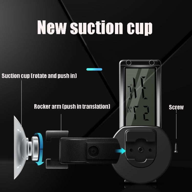 Climbing Pet Reptile Box Rainforest Cylinder Chameleon Suction Cup Thermometer Hygrometer(Black)