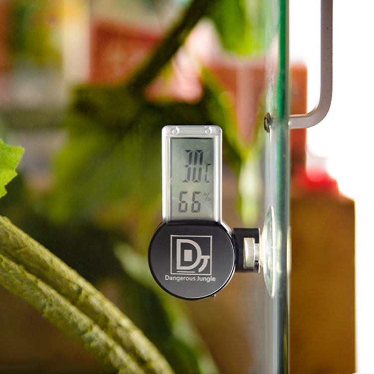 Climbing Pet Reptile Box Rainforest Cylinder Chameleon Suction Cup Thermometer Hygrometer(Black)