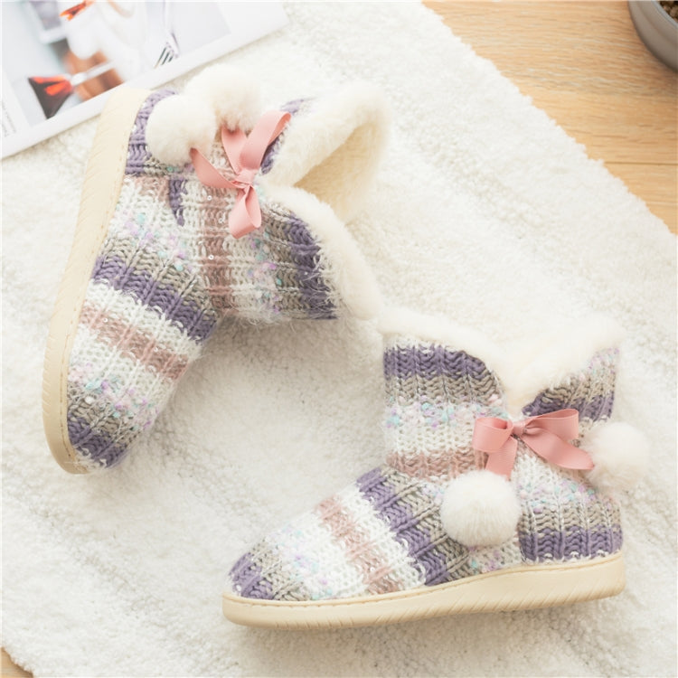 Cashmere Winter Home Boots Thick-Soled Cotton Slippers, Size: 35-36