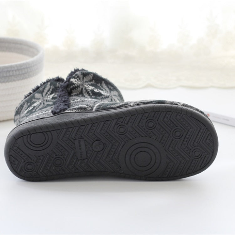 Winter Cashmere Home Boots Thick-Soled Cotton Slippers, Size: 37-38