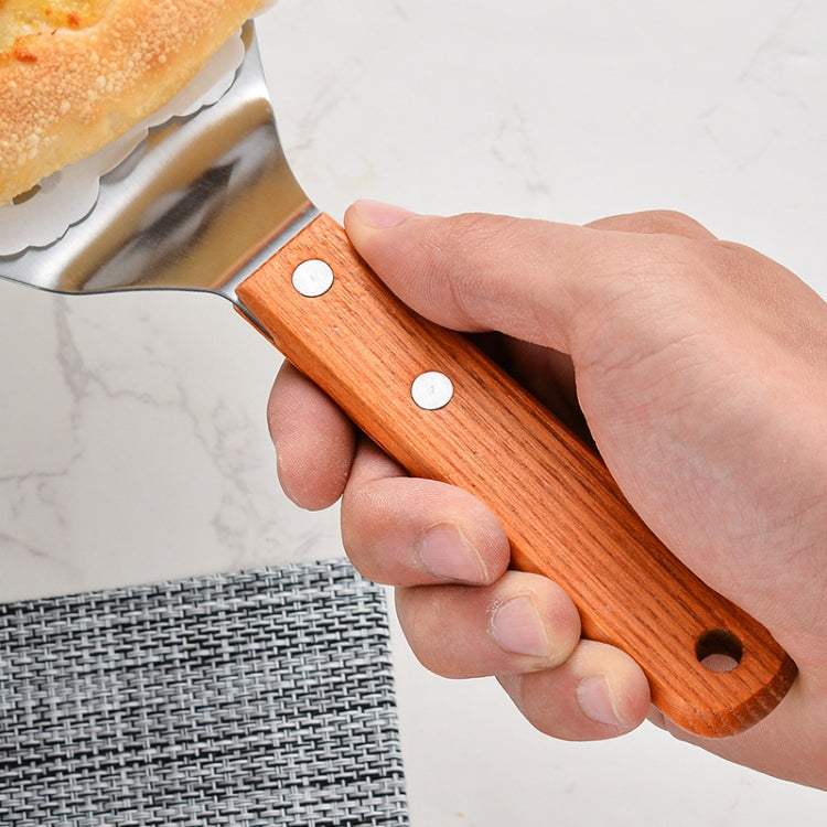 2 PCS 8 Inch Stainless Steel Flat-Head Pizza Shovel Solid Wood Handle Cake Teppanyaki Transfer Shovel