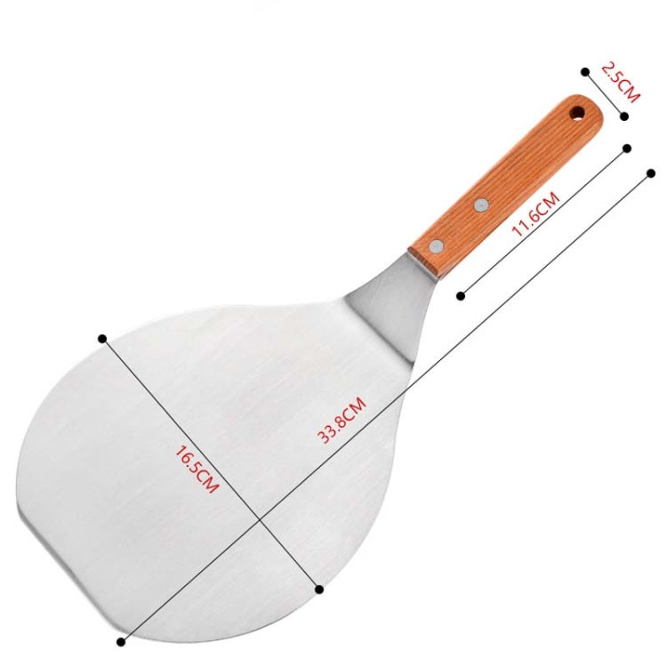 2 PCS 8 Inch Stainless Steel Flat-Head Pizza Shovel Solid Wood Handle Cake Teppanyaki Transfer Shovel