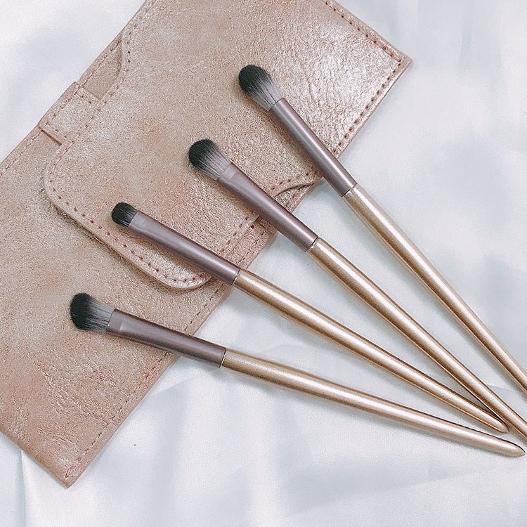 4 PCS / Set Makeup Brush Eye Shadow Brush Eye Makeup Set Soft Hair Detail Brush Smudge Brush With Brush Bag, Color:Gold