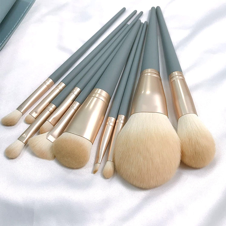 10 PCS / Set Makeup Brush Corn Silk Fiber Hair Loose Powder Brush Face And Eye Makeup Brush, Style:With Pink Cylinder