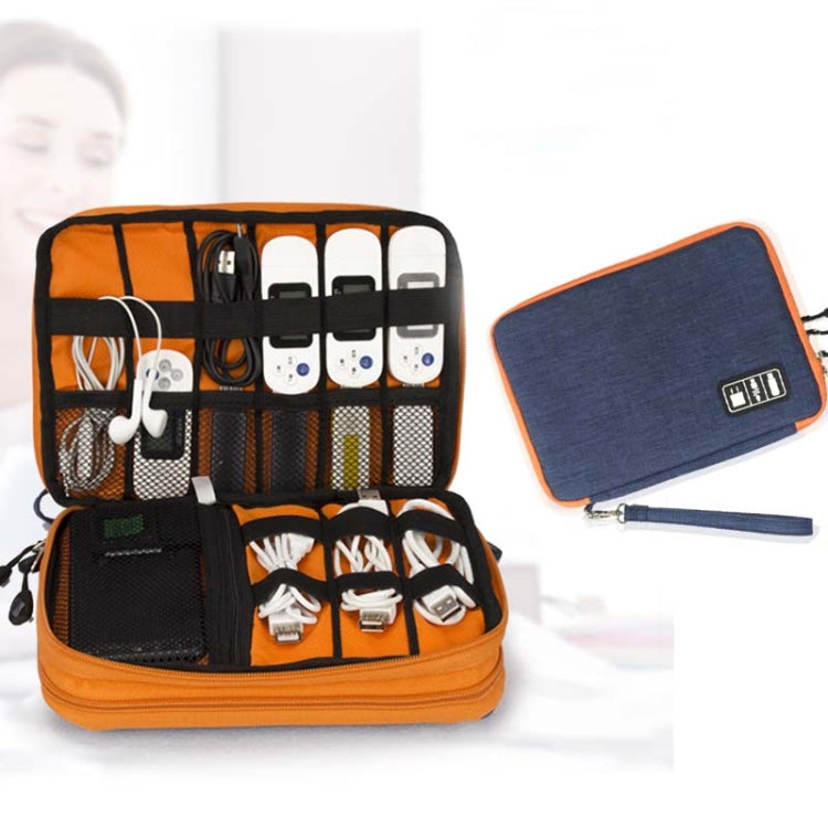 Double Layer Digital Storage Bag Data Cable Finishing Bag Elastic Waterproof Portable Electronic Storage Bag, Size:24x16x3.5cm