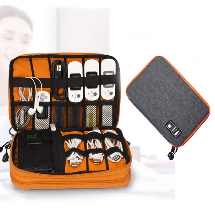 Double Layer Digital Storage Bag Data Cable Finishing Bag Elastic Waterproof Portable Electronic Storage Bag, Size:28x20x3.5cm