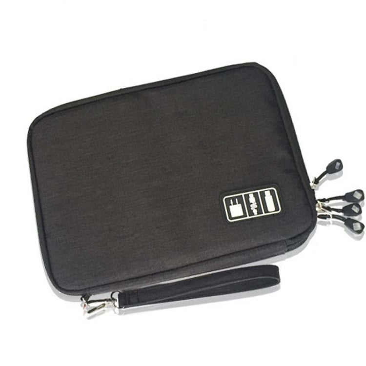 Double Layer Digital Storage Bag Data Cable Finishing Bag Elastic Waterproof Portable Electronic Storage Bag, Size:28x20x3.5cm