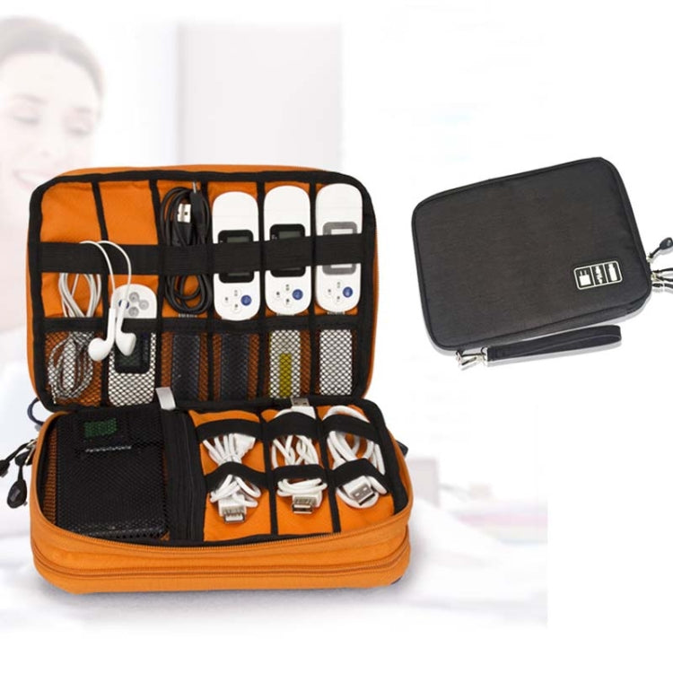 Double Layer Digital Storage Bag Data Cable Finishing Bag Elastic Waterproof Portable Electronic Storage Bag, Size:28x20x3.5cm