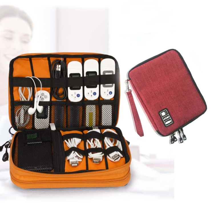 Double Layer Digital Storage Bag Data Cable Finishing Bag Elastic Waterproof Portable Electronic Storage Bag, Size:28x20x3.5cm