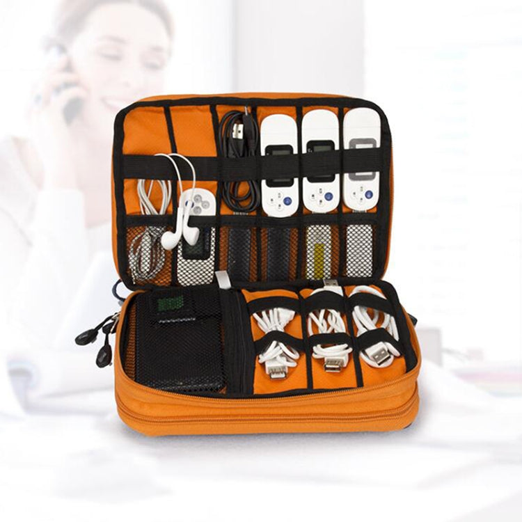 Double Layer Digital Storage Bag Data Cable Finishing Bag Elastic Waterproof Portable Electronic Storage Bag, Size:28x20x3.5cm