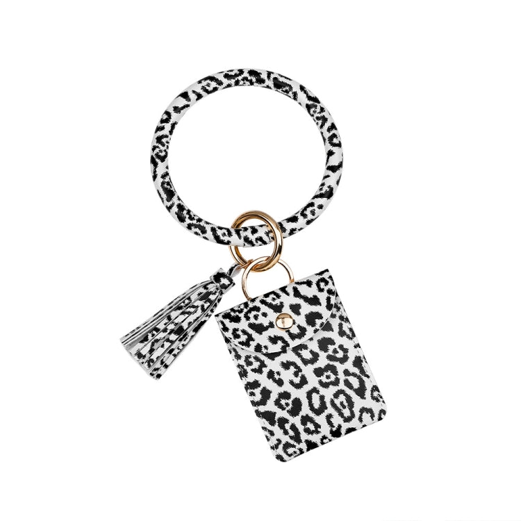 Bracelet Keychain Coin Purse Leopard Print PU Leather Tassel Coin Purse Card Case