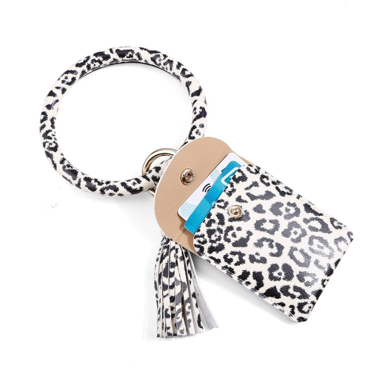 Bracelet Keychain Coin Purse Leopard Print PU Leather Tassel Coin Purse Card Case