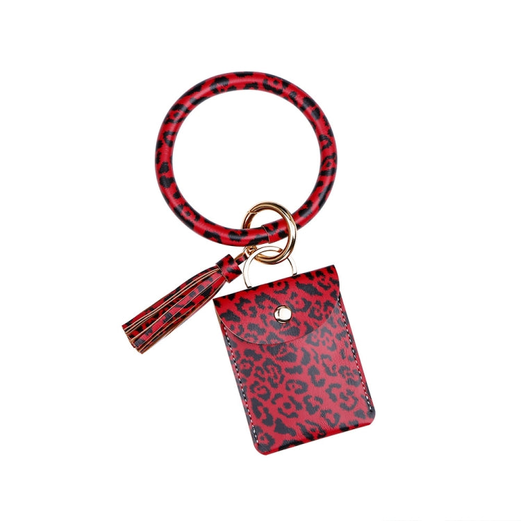 Bracelet Keychain Coin Purse Leopard Print PU Leather Tassel Coin Purse Card Case