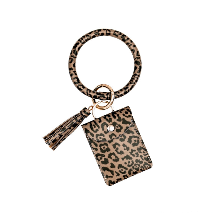 Bracelet Keychain Coin Purse Leopard Print PU Leather Tassel Coin Purse Card Case