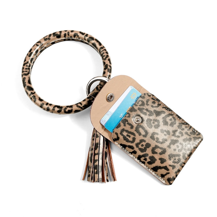 Bracelet Keychain Coin Purse Leopard Print PU Leather Tassel Coin Purse Card Case